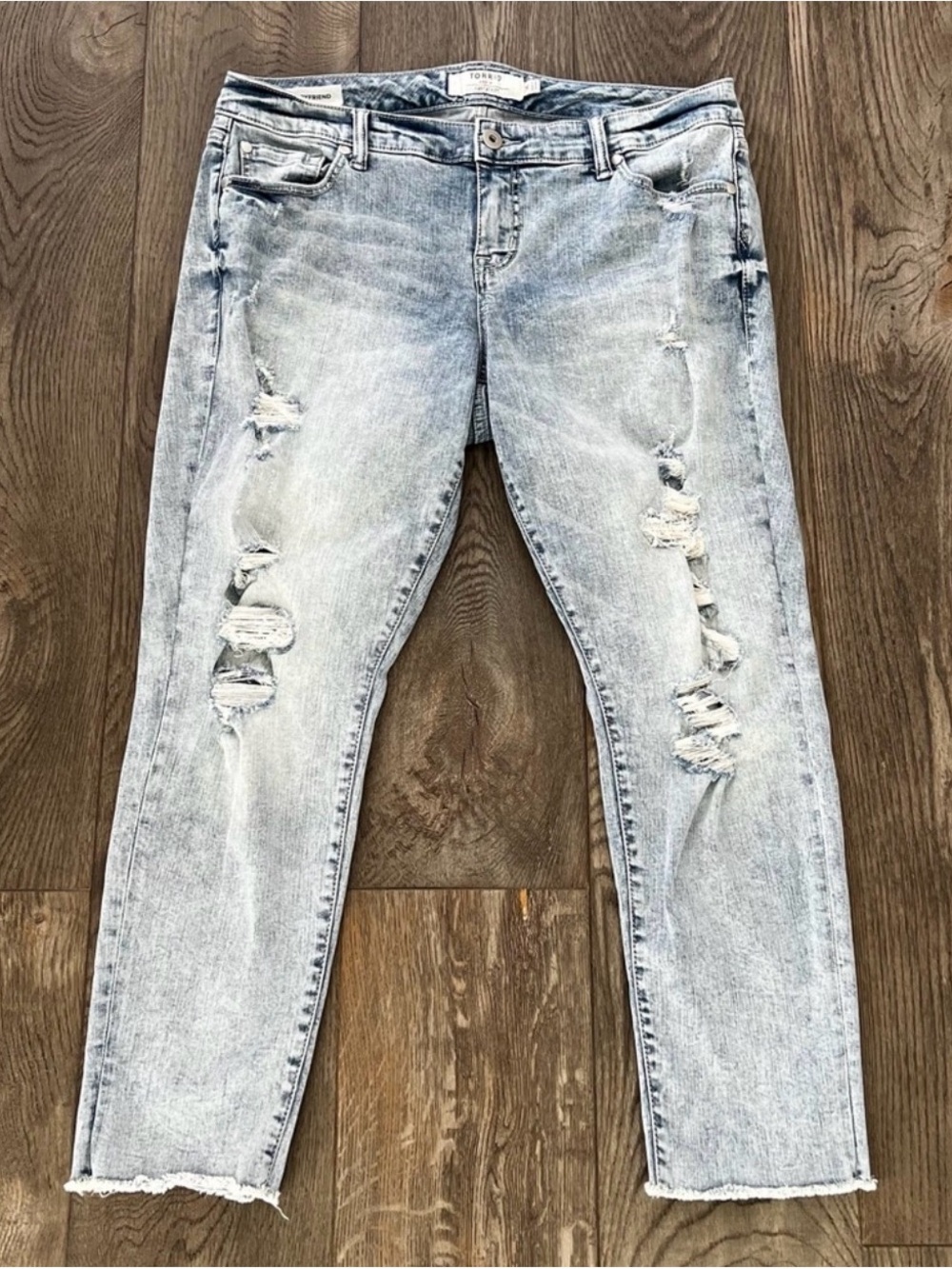 torrid Light Blue Distressed Slim Straight Jeans